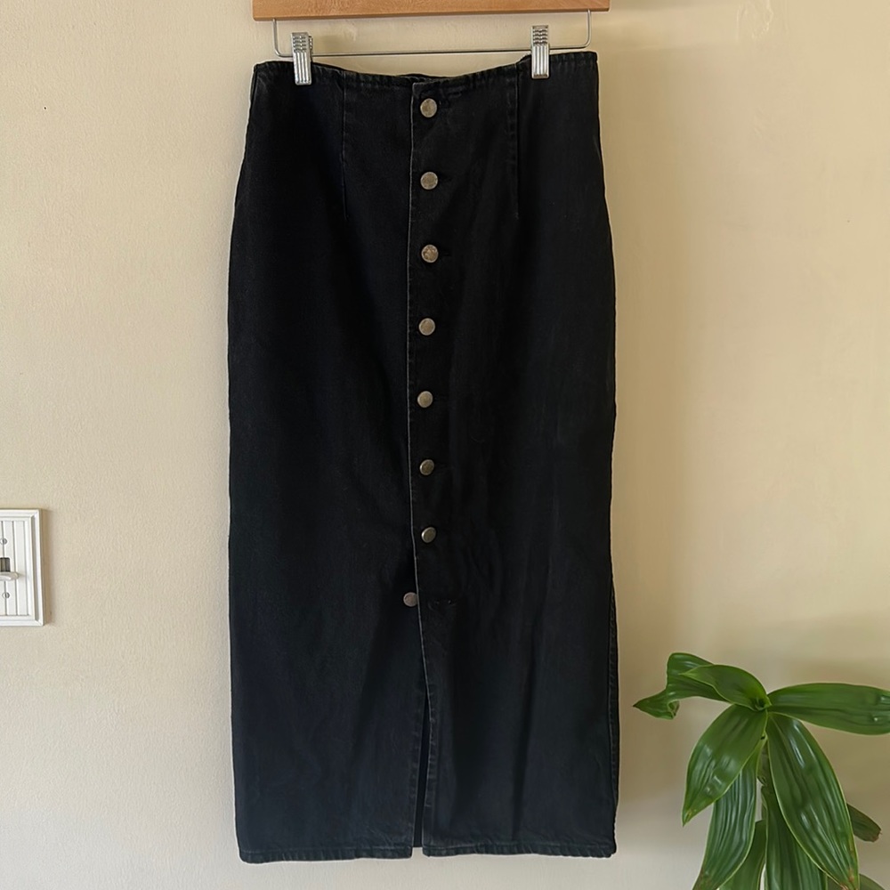 ASOS Black Denim pencil midi skirt size UK10